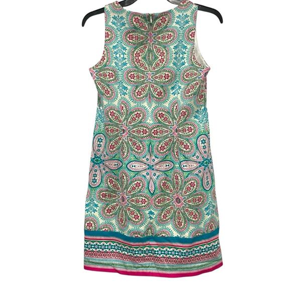 London Times Sleeveless Shift Dress | Green Pink Paisley | Size 4 - Picture 2 of 4
